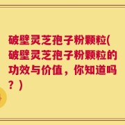 破壁灵芝孢子粉颗粒(破壁灵芝孢子粉颗粒的功效与价值，你知道吗？)