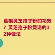 葛根灵芝孢子粉的功效？灵芝孢子粉煲汤的12种做法