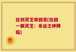 捡到灵芝带回家(捡回一颗灵芝：幸运之神降临)