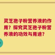 灵芝孢子粉营养液的作用？探究灵芝孢子粉营养液的功效与用途？