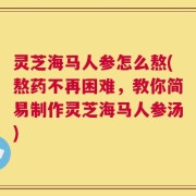 灵芝海马人参怎么熬(熬药不再困难，教你简易制作灵芝海马人参汤)