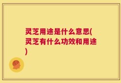 灵芝用途是什么意思(灵芝有什么功效和用途)