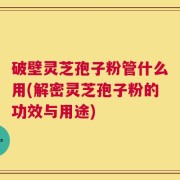 破壁灵芝孢子粉管什么用(解密灵芝孢子粉的功效与用途)