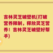 吉林灵芝破壁机(打破营养限制，释放灵芝营养！吉林灵芝破壁好帮手)