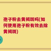 孢子粉去黄褐斑吗(如何使用孢子粉有效去除黄褐斑)