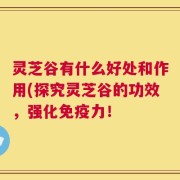 灵芝谷有什么好处和作用(探究灵芝谷的功效，强化免疫力！