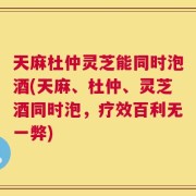 天麻杜仲灵芝能同时泡酒(天麻、杜仲、灵芝酒同时泡，疗效百利无一弊)