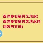 西洋参石解灵芝泡水(西洋参石解灵芝泡水的功效与方法)