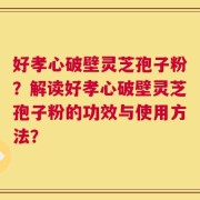 好孝心破壁灵芝孢子粉？解读好孝心破壁灵芝孢子粉的功效与使用方法？