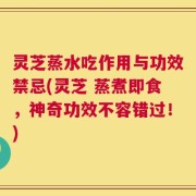 灵芝蒸水吃作用与功效禁忌(灵芝 蒸煮即食，神奇功效不容错过！)