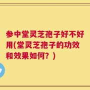 参中堂灵芝孢子好不好用(堂灵芝孢子的功效和效果如何？)