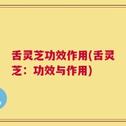 舌灵芝功效作用(舌灵芝：功效与作用)
