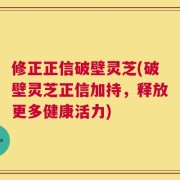 修正正信破壁灵芝(破壁灵芝正信加持，释放更多健康活力)