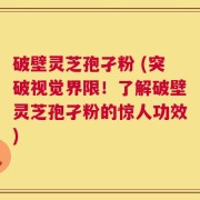 破壁灵芝孢孑粉 (突破视觉界限！了解破壁灵芝孢孑粉的惊人功效)