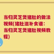 当归灵芝煲猪肚的做法视频(猪肚滋补食谱：当归灵芝煲猪肚视频教程)