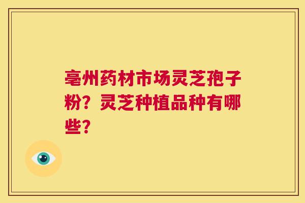 亳州药材市场灵芝孢子粉?灵芝种植品种有哪些? 第1张 亳州药材市场灵芝孢子粉?灵芝种植品种有哪些? 第1张