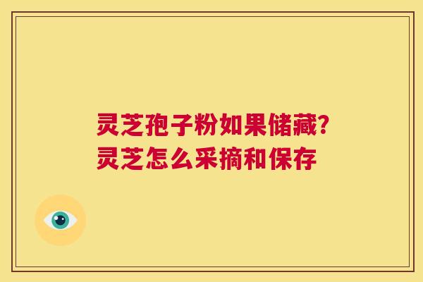 灵芝孢子粉如果储藏?灵芝怎么采摘和保存 第1张 灵芝孢子粉如果储藏?灵芝怎么采摘和保存 第1张