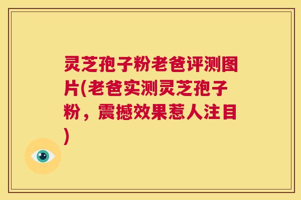 灵芝孢子粉老爸评测图片(老爸实测灵芝孢子粉,震撼效果惹人注目) 第1张 灵芝孢子粉老爸评测图片(老爸实测灵芝孢子粉,震撼效果惹人注目) 第1张