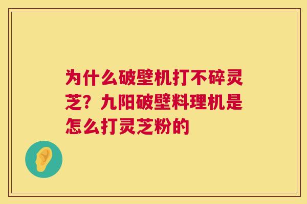 为什么破壁机打不碎灵芝?九阳破壁料理机是怎么打灵芝粉的 第1张 为什么破壁机打不碎灵芝?九阳破壁料理机是怎么打灵芝粉的 第1张