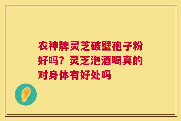农神牌灵芝破壁孢子粉好吗?灵芝泡酒喝真的对身体有好处吗 第1张 农神牌灵芝破壁孢子粉好吗?灵芝泡酒喝真的对身体有好处吗 第1张