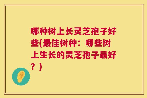哪种树上长灵芝孢子好些(最佳树种:哪些树上生长的灵芝孢子最好?) 第1张 哪种树上长灵芝孢子好些(最佳树种:哪些树上生长的灵芝孢子最好?) 第1张