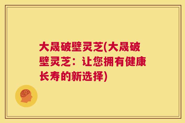 大晟破壁灵芝(大晟破壁灵芝:让您拥有健康长寿的新选择) 第1张 大晟破壁灵芝(大晟破壁灵芝:让您拥有健康长寿的新选择) 第1张