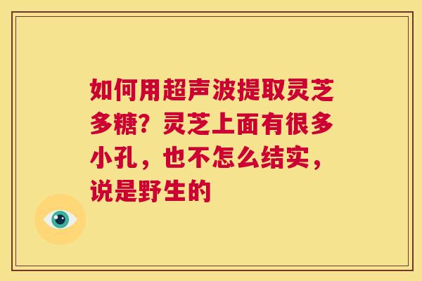 如何用超声波提取灵芝多糖?灵芝上面有很多小孔,也不怎么结实,说是野生的 第1张 如何用超声波提取灵芝多糖?灵芝上面有很多小孔,也不怎么结实,说是野生的 第1张