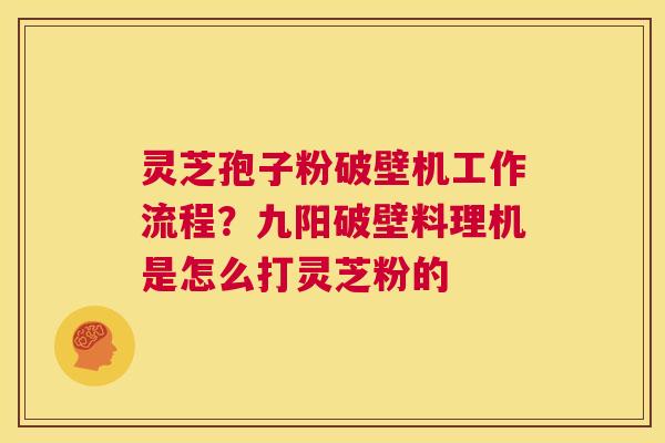 灵芝孢子粉破壁机工作流程?九阳破壁料理机是怎么打灵芝粉的 第1张 灵芝孢子粉破壁机工作流程?九阳破壁料理机是怎么打灵芝粉的 第1张