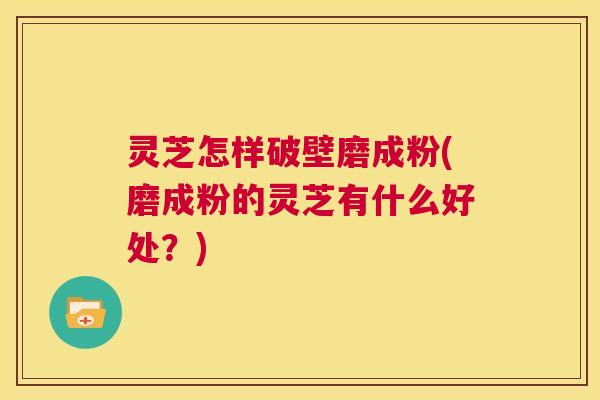 灵芝怎样破壁磨成粉(磨成粉的灵芝有什么好处？)  第1张