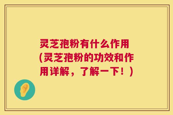 灵芝孢粉有什么作用 (灵芝孢粉的功效和作用详解,了解一下!) 第1张 灵芝孢粉有什么作用 (灵芝孢粉的功效和作用详解,了解一下!) 第1张