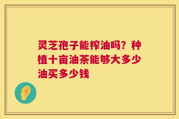 灵芝孢子能榨油吗?种植十亩油茶能够大多少油买多少钱 第1张 灵芝孢子能榨油吗?种植十亩油茶能够大多少油买多少钱 第1张