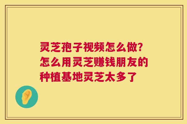 灵芝孢子视频怎么做?怎么用灵芝赚钱朋友的种植基地灵芝太多了 第1张 灵芝孢子视频怎么做?怎么用灵芝赚钱朋友的种植基地灵芝太多了 第1张