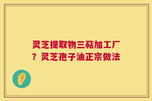 灵芝提取物三萜加工厂？灵芝孢子油正宗做法  第1张