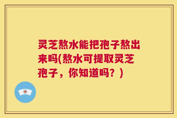 灵芝熬水能把孢子熬出来吗(熬水可提取灵芝孢子,你知道吗?) 第1张 灵芝熬水能把孢子熬出来吗(熬水可提取灵芝孢子,你知道吗?) 第1张