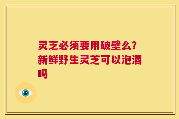 灵芝必须要用破壁么?新鲜野生灵芝可以泡酒吗 第1张 灵芝必须要用破壁么?新鲜野生灵芝可以泡酒吗 第1张