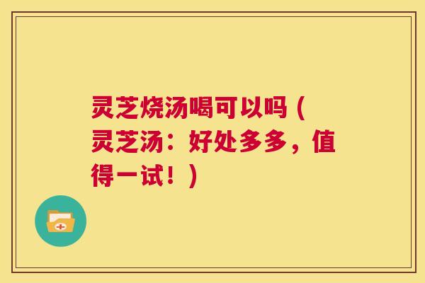 灵芝烧汤喝可以吗 (灵芝汤：好处多多，值得一试！)  第1张