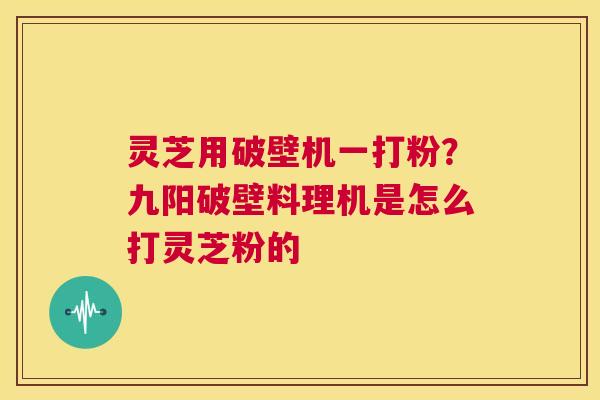 灵芝用破壁机一打粉?九阳破壁料理机是怎么打灵芝粉的 第1张 灵芝用破壁机一打粉?九阳破壁料理机是怎么打灵芝粉的 第1张