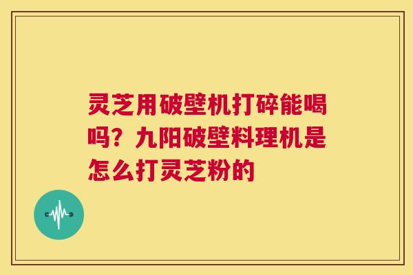 灵芝用破壁机打碎能喝吗？九阳破壁料理机是怎么打灵芝粉的  第1张