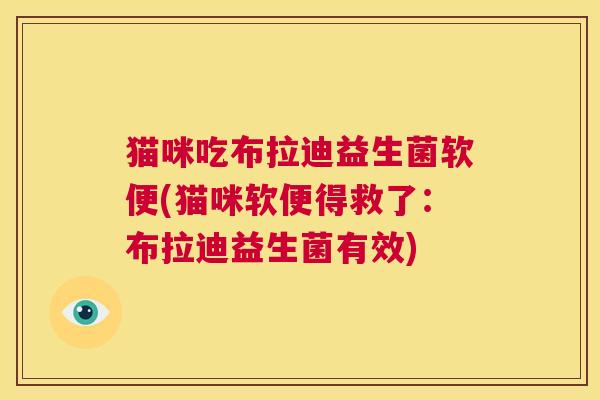 猫咪吃布拉迪益生菌软便(猫咪软便得救了:布拉迪益生菌有效) 第1张 猫咪吃布拉迪益生菌软便(猫咪软便得救了:布拉迪益生菌有效) 第1张