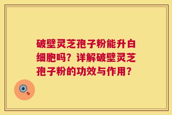 破壁灵芝孢子粉能升白细胞吗?详解破壁灵芝孢子粉的功效与作用? 第1张 破壁灵芝孢子粉能升白细胞吗?详解破壁灵芝孢子粉的功效与作用? 第1张