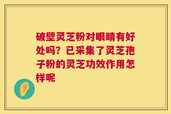 破壁灵芝粉对眼睛有好处吗?已采集了灵芝孢子粉的灵芝功效作用怎样呢 第1张 破壁灵芝粉对眼睛有好处吗?已采集了灵芝孢子粉的灵芝功效作用怎样呢 第1张