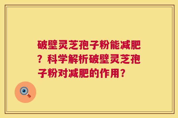 破壁灵芝孢子粉能减肥？科学解析破壁灵芝孢子粉对减肥的作用？  第1张
