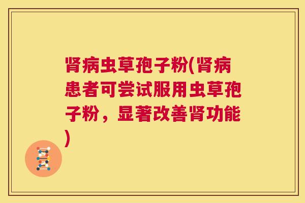 肾病虫草孢子粉(肾病患者可尝试服用虫草孢子粉,显著改善肾功能) 第1张 肾病虫草孢子粉(肾病患者可尝试服用虫草孢子粉,显著改善肾功能) 第1张