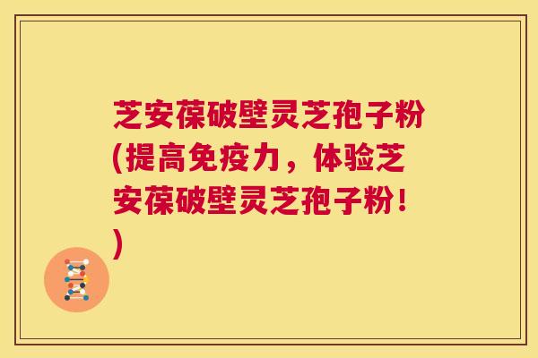芝安葆破壁灵芝孢子粉(提高免疫力，体验芝安葆破壁灵芝孢子粉！)  第1张