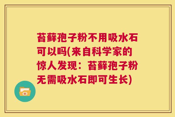苔藓孢子粉不用吸水石可以吗(来自科学家的惊人发现:苔藓孢子粉无需吸水石即可生长) 第1张 苔藓孢子粉不用吸水石可以吗(来自科学家的惊人发现:苔藓孢子粉无需吸水石即可生长) 第1张