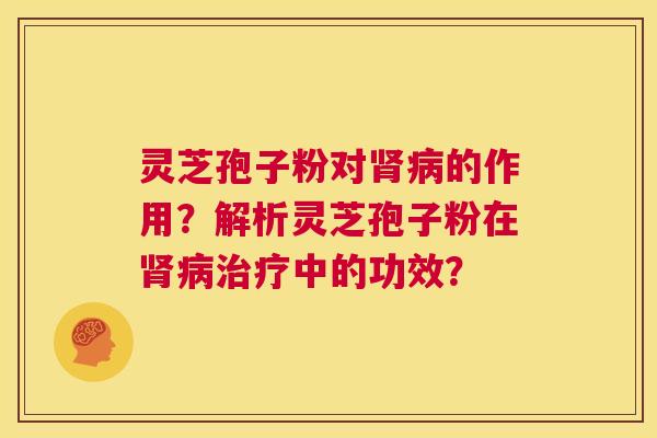 灵芝孢子粉对肾病的作用？解析灵芝孢子粉在肾病治疗中的功效？  第1张