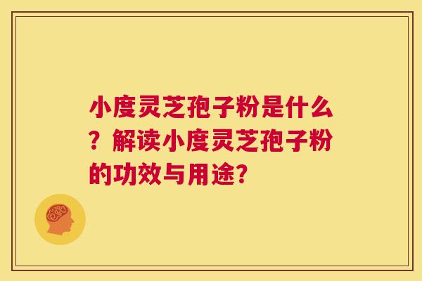 小度灵芝孢子粉是什么?解读小度灵芝孢子粉的功效与用途? 第1张 小度灵芝孢子粉是什么?解读小度灵芝孢子粉的功效与用途? 第1张