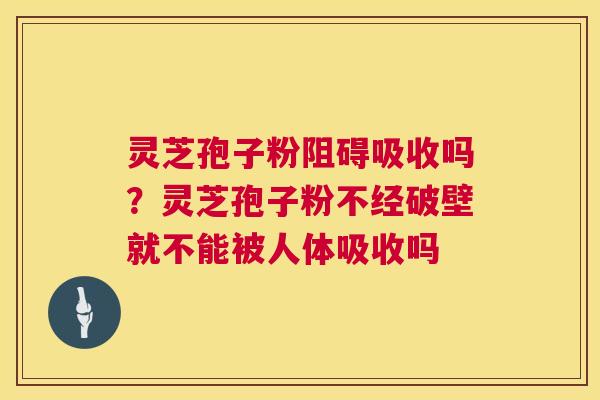 灵芝孢子粉阻碍吸收吗?灵芝孢子粉不经破壁就不能被人体吸收吗 第1张 灵芝孢子粉阻碍吸收吗?灵芝孢子粉不经破壁就不能被人体吸收吗 第1张