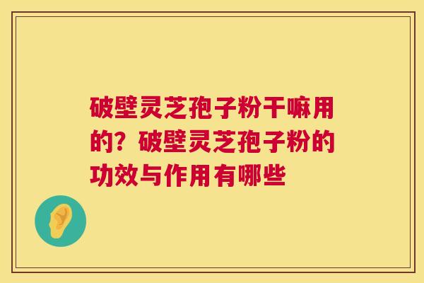 破壁灵芝孢子粉干嘛用的?破壁灵芝孢子粉的功效与作用有哪些 第1张 破壁灵芝孢子粉干嘛用的?破壁灵芝孢子粉的功效与作用有哪些 第1张