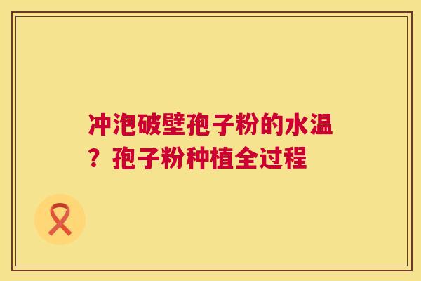 冲泡破壁孢子粉的水温?孢子粉种植全过程 第1张 冲泡破壁孢子粉的水温?孢子粉种植全过程 第1张